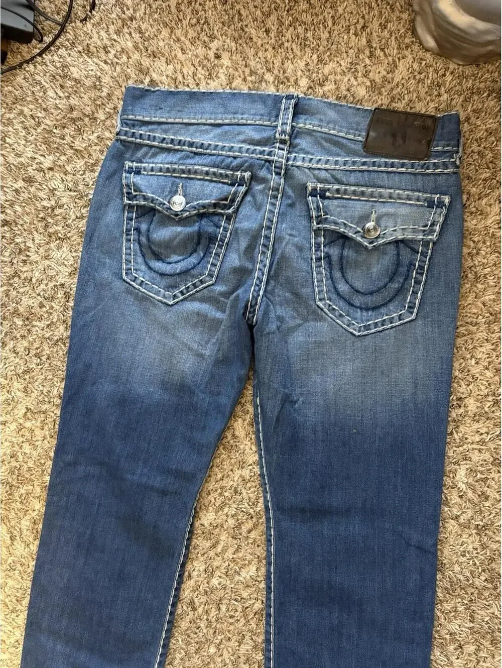 True Religion Geno Relaxed Slim Men's Size 36x33 Blue Jeans W Flap Super T